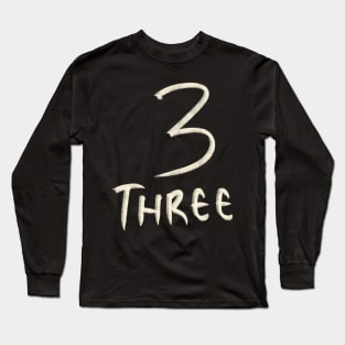 Hand Drawn Number Letter 3 Three Long Sleeve T-Shirt